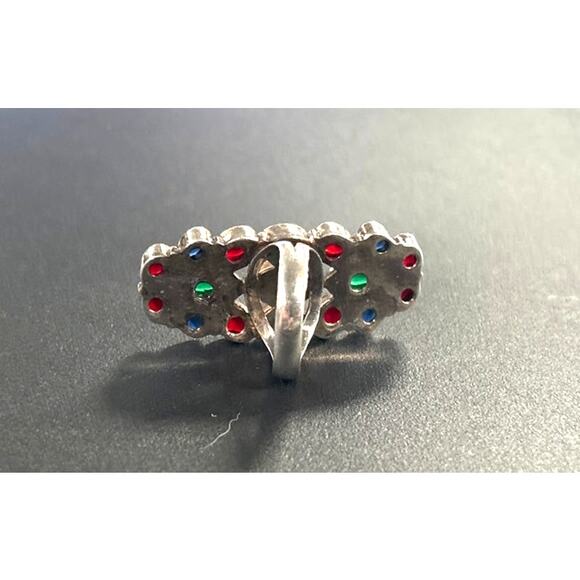 Multi Gemstone Long Finger Ring: 925 Sterling Silver Jewelry - Picture 4 of 7
